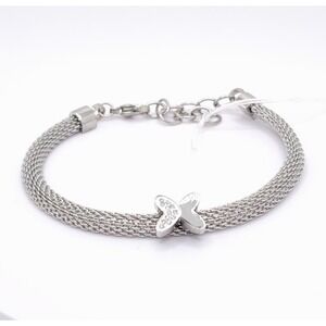 Silver Mesh‎ Butterfly CZ Bracelet